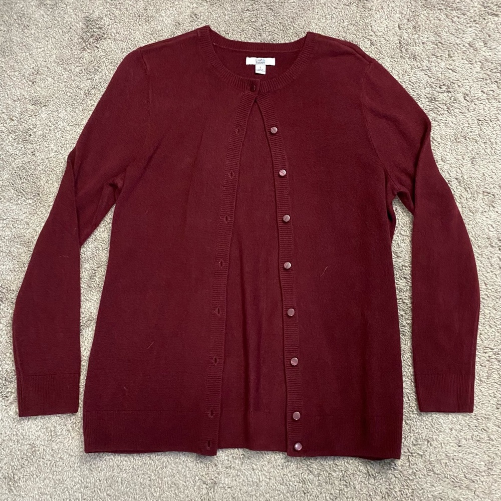 croft & barrow Women's Button-Front Cardigan in Wine